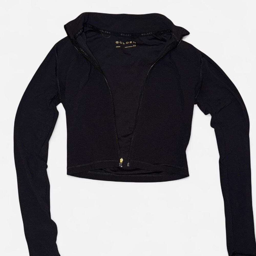 Black aritzia golden cropped zip up